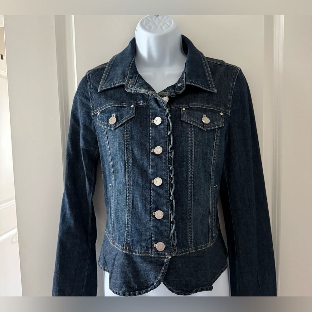 White House Black Market Blue Jean Jacket Fitted Silhouette